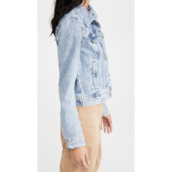Free People Rumors Light Medium Wash Blue Denim Jean Jacket sz XS - Picture 2 of 11